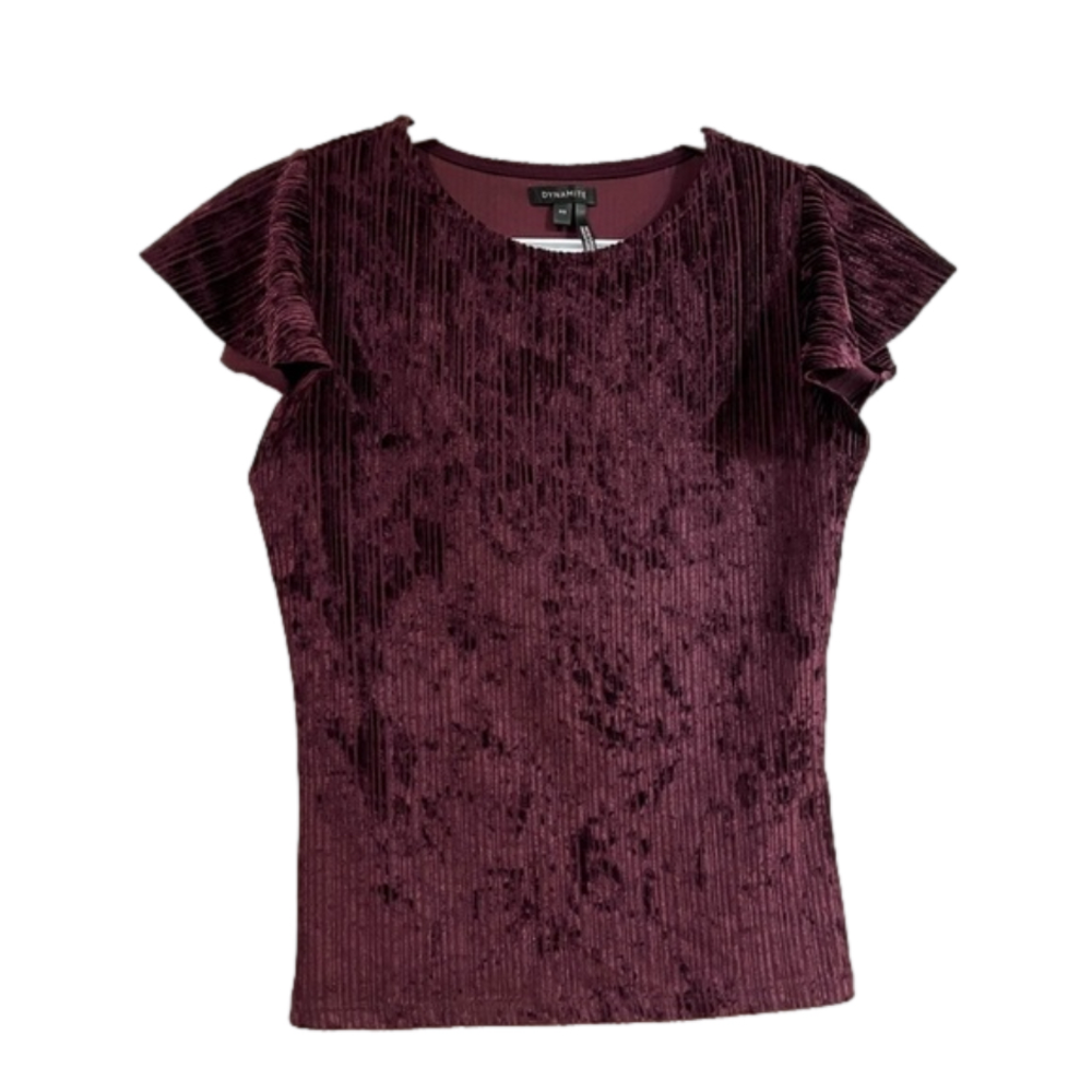 Dynamite short sleeve velvet look top size small